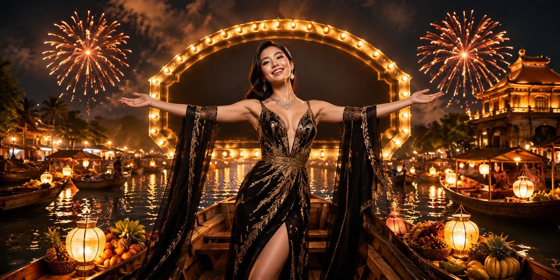 Quang cảnh bàn casino của hội chợ tại Huế với nhiều người chơi tham gia